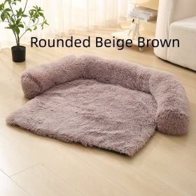 Pet Dog Plush Winter Warm Sofa Cushion (Option: Rounded Beige Brown-S)