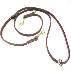 Double-headed Copper Hook Dog Traction Belt Cowhide Convenient Leash Running Rope (Option: Reddish Brown-230cm)