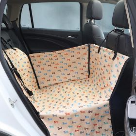 Rear Printed Double Layer Waterproof Pet Car Mat Pet Cat Dog Protection Pet Hanging Basket (Option: Beige Puppy-60x50x35cm)