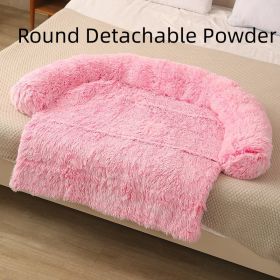 Pet Dog Plush Winter Warm Sofa Cushion (Option: Rounded Rose Pink-S)