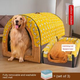 Large Dog House Type Pets Can Be Dismantled And Washed (Option: Yellow B-L)