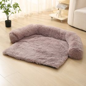 Pet Dog Plush Winter Warm Sofa Cushion (Option: Round Detachable Beige Brown-S)