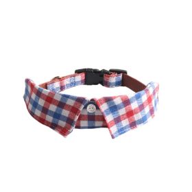 Pet Supplies Gentleman Dog Collar Bow Tie Detachable (Option: Red And White Plaid-S)