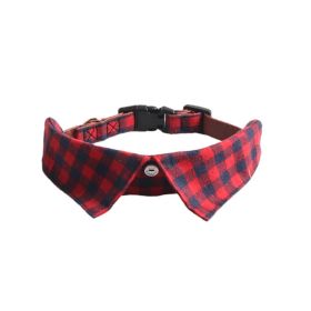 Pet Supplies Gentleman Dog Collar Bow Tie Detachable (Option: Red And Blue Plaid-M)