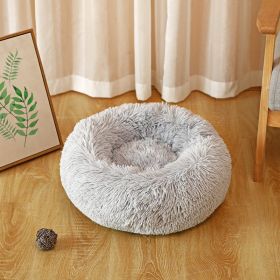 Pet Kennel Plush Long Wool (Option: Light Gray-50cm550k)