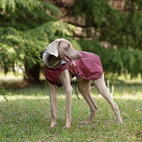 Pet Pu Raincoat Clothes Medium And Large Portable Universal (Option: Wine Red-S)