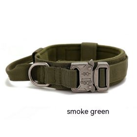 Outdoor Nylon Tactical Dog Collar (Option: Green Collar Antique Silver-L)