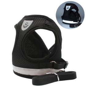 dog Harnesses and dog leash set; Pet Chest Strap Vest Dog Towing Rope Reflective Breathable Dog Rope Pet Supplies Wholesale (Specification (L * W): XL, colour: Black)