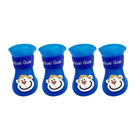 Cartoon Pet Boots Silicone Waterproof Non-slip Soft Bottom Summer Cat Supplies (Option: Blue-S)