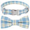 Plaid Dog Collar with Bow Pet Gift Adjustable Soft and Comfy Bowtie Collars for Small Medium Large Dogs