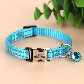 Engraved Anti Slip Reflective Cat Neck Collar (Color: Blue)