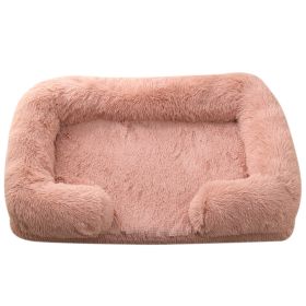 Plush Round Pet Bed Dog Bed Winter (Option: M27 Leather Pink-XXL Without Inner Sleeve)