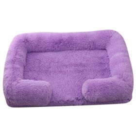 Plush Round Pet Bed Dog Bed Winter (Option: M27 Purple-XXL Without Inner Sleeve)