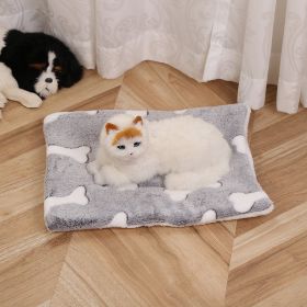 Pet Mat Warm Blanket Cartoon Double-sided Kennel (Option: Gray Bone-Mat 80x100cm)