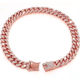 New Diamond Golden Dog Collar (Option: Rose Gold-12inch 30cm)