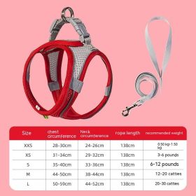 Hand Holding Rope Pet Dog Breast Strap Summer Breathable (Option: Red-L)